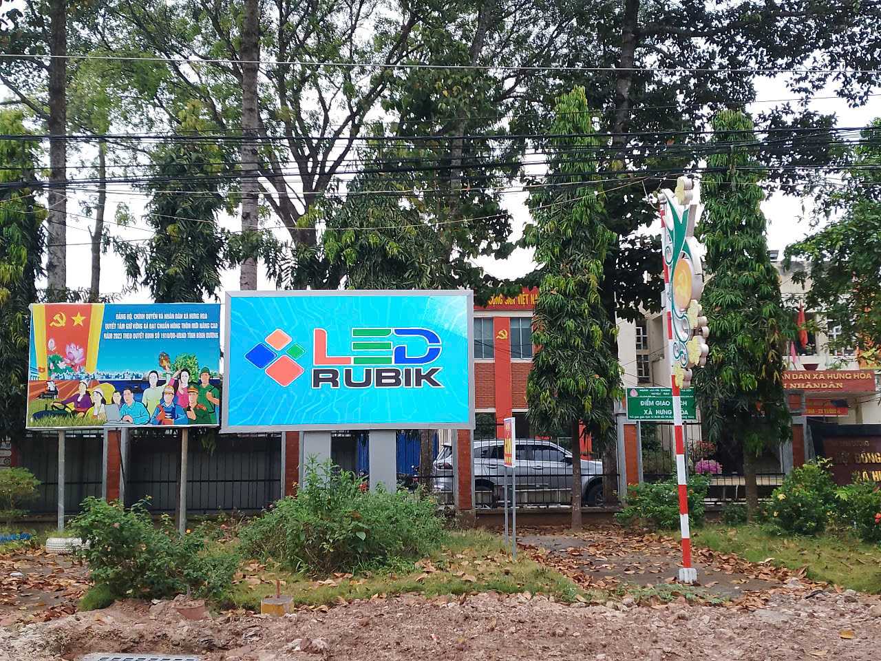 Màn Hình LED P5 Ngoài Trời Tại UBND Xã Hưng Hòa, Bàu Bàng, Bình Dương - ledrubik.vn