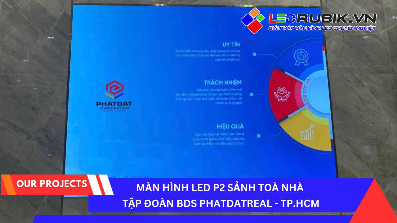 Màn Hình LED P2 – Sảnh Tòa Nhà Tập Đoàn Phát Đạt Real, TP.HCM