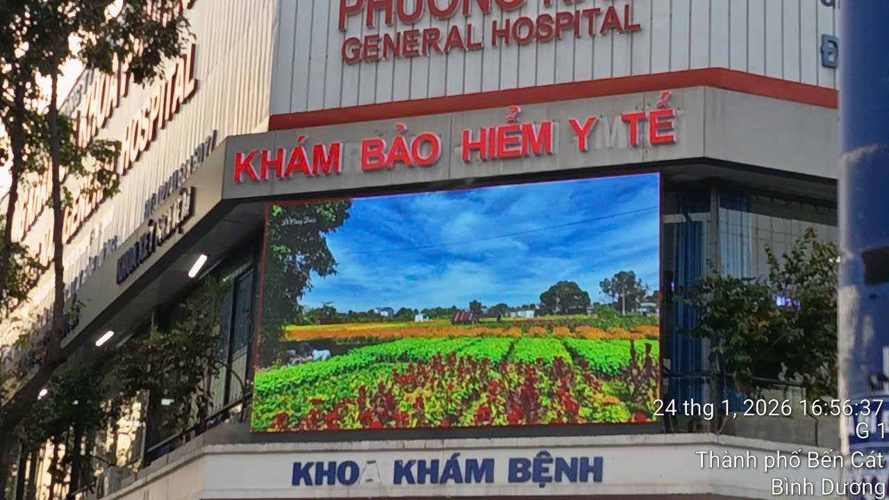 Màn Hình LED P5 Ngoài Trời tại Bệnh Viện Đa Khoa Phương Nam, Bến Cát
