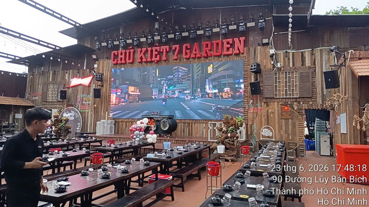 Màn hình LED P2.5 lắp tại Nhà Hàng Chú Kiệt 7 Garden